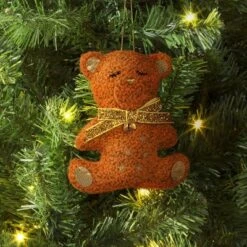 5" Christmas Fabric Teddy Faux Shearling Ornament - Wondershop™