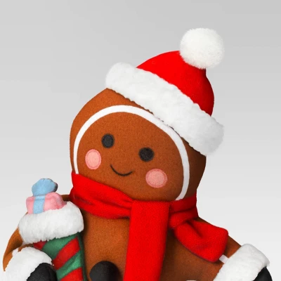 18" Fabric Gingerbread Man Holding Stocking Decorative Sculpture - Wondershop™ Brown 2 18" Fabric Gingerbread Man Holding Stocking Decorative Sculpture - Wondershop™ Brown - Image 2