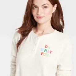 Women's Oh What Fun Matching Family Thermal Pajama Top - Wondershop™ White -Christmas Lights GUEST a49ff3b3 bd51 417e bc45 9997fe2c4b81