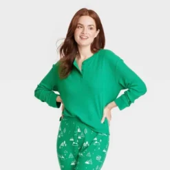 Women's Matching Family Thermal Pajama Top - Wondershop™ Green -Christmas Lights GUEST a6442f58 85fa 42be 8bde f38f13d09415