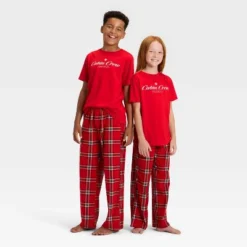 Kids' Plaid Microfleece Holiday Matching Family Pajama Pants - Wondershop™ Red -Christmas Lights GUEST a9bb3b27 bf6f 49fe b67b 0ec66b337ddf