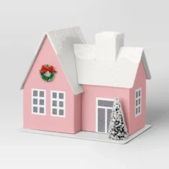 12pc Battery Operated Glittered Paper Christmas Village Set With Bottle Brush Trees And Snowmen - Wondershop™ White/Pink/Blue -Christmas Lights GUEST ab1a6865 f950 4ac9 b569 4de0e88b434e