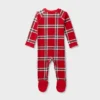 Baby Plaid Ribbed Holiday Matching Family Footed Pajamas - Wondershop™ Red
