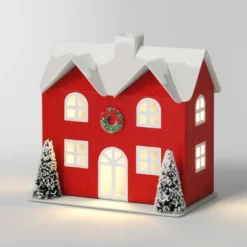 12pc Battery Operated Glittered Paper Christmas Village Set With Bottle Brush Trees And Snowmen - Wondershop™ White/Pink/Blue -Christmas Lights GUEST af76c2c8 09d0 4777 81a5 5d85296a0f43
