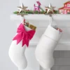 21" White Stocking With 3D Bow Decor - Wondershop™