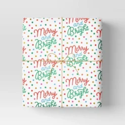 30" 50 Sq Ft Christmas Roll Wrap Merry And Bright On White - Wondershop™