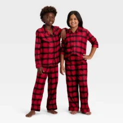 Kids' Plaid Long Sleeve Shirt And Pants Holiday Matching Family Pajama Set - Wondershop™ Red/Black -Christmas Lights GUEST b4b78934 020c 4302 834a 52c912929d63