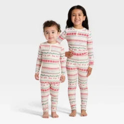 Toddler "Let It Snow" Fair Isle Cozy Knit Long Sleeve Shirt And Pants Holiday Matching Family Pajama Set - Wondershop™ Cream -Christmas Lights GUEST b51dae2f c891 4884 af8c 0d8bee9f60cf