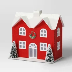 12pc Battery Operated Glittered Paper Christmas Village Set With Bottle Brush Trees And Snowmen - Wondershop™ White/Pink/Blue -Christmas Lights GUEST b70eec71 18da 47d8 a8ef f12e5b08b32c