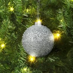 Christmas Silver Beaded Ball Ornament - Wondershop™