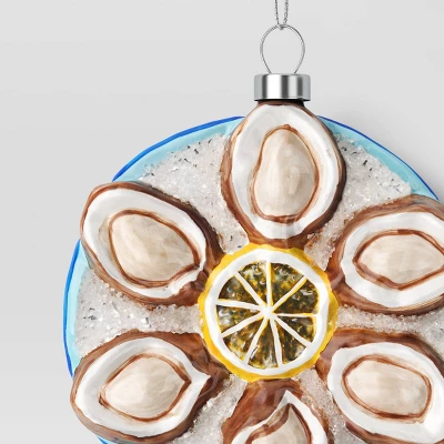 4" Christmas Glass Oyster Ornament Blue Plate - Wondershop™ 2 4" Christmas Glass Oyster Ornament Blue Plate - Wondershop™ - Image 2