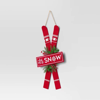 Metal Skis 'Let It Snow' Wall Décor Red/White - Wondershop™ 2 Metal Skis 'Let It Snow' Wall Décor Red/White - Wondershop™ - Image 2