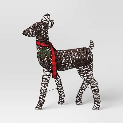 LED 37" Faux Rattan Doe Christmas Novelty Sculpture Light Warm White - Wondershop™ 2 LED 37" Faux Rattan Doe Christmas Novelty Sculpture Light Warm White - Wondershop™ - Image 2