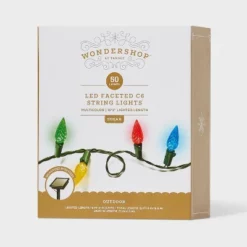 50ct Solar LED Faceted Christmas Indoor Outdoor String Lights With Green Wire - Wondershop™ -Christmas Lights GUEST c42e34ff ec32 4142 b2c8 e74426336514