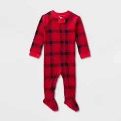 Baby Plaid Ribbed Holiday Matching Family Footed Pajama - Wondershop™ Red/Black -Christmas Lights GUEST cded7c59 dec4 47ac ba7f b1674c4bdf76