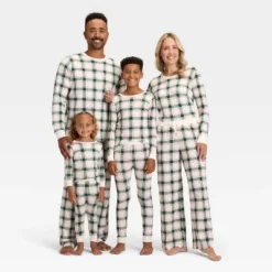 Toddler Plaid Ribbed Long Sleeve Shirt And Pants Holiday Matching Family Pajama Set - Wondershop™ Cream -Christmas Lights GUEST d13738c3 7198 400a 9cfc f504eadb7c5d 2