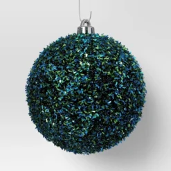 9ct Christmas Tinsel Ball Ornament Set Blue Green - Wondershop™ -Christmas Lights GUEST d74dec58 4b43 475b 8522 19882b6643a2