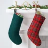 21" Christmas Woolen Yarn Dyed Fabric Stocking Red/Green Plaid - Wondershop™