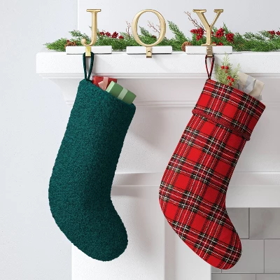 21" Christmas Woolen Yarn Dyed Fabric Stocking Red/Green Plaid - Wondershop™ 1 21" Christmas Woolen Yarn Dyed Fabric Stocking Red/Green Plaid - Wondershop™