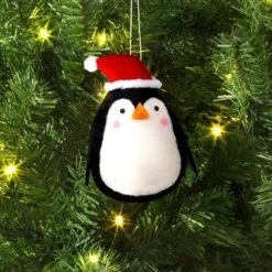 Christmas Felted Wool Penguin Ornament With Santa Hat - Wondershop™