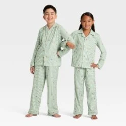 Kids' Gingerbread Striped Long Sleeve Shirt And Pants Holiday Matching Family Pajama Set - Wondershop™ Cream -Christmas Lights GUEST e4fb2d40 3fe3 4b2d a8fc 2c4209323f3e
