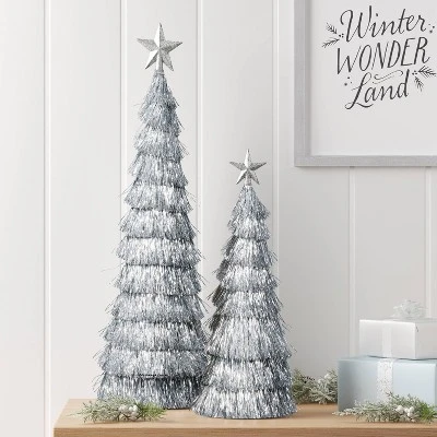 2pk Christmas 18" And 12" Tinsel Trees - Wondershop™ 1 2pk Christmas 18" And 12" Tinsel Trees - Wondershop™