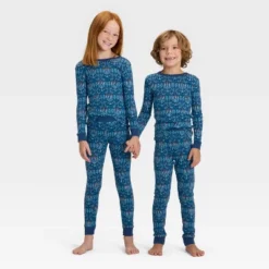 Kids' Hanukkah Ribbed Long Sleeve Shirt And Pants Holiday Matching Family Pajama Set - Wondershop™ Blue -Christmas Lights GUEST eae40943 7436 413d bf46 78dcdeb76019