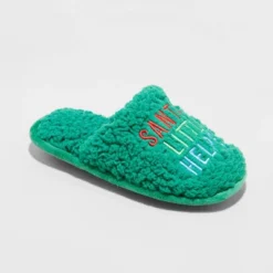 Kids' Holiday Santa's Little Helper Scuff Slippers - Wondershop™ Green -Christmas Lights GUEST ee7be785 1901 4631 890d b3f69008815c