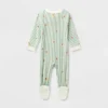 Baby Gingerbread Striped Ribbed Holiday Matching Family Footed Pajama - Wondershop™ Cream