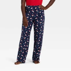 Women's Santa Print Microfleece Holiday Matching Family Pajama Pants - Wondershop™ Navy Blue -Christmas Lights GUEST fd78b49b 6709 4b34 91b5 b9bae26a6893