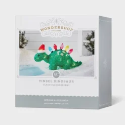 15" Incandescent Tinsel Dinosaur With Santa Hat Christmas Novelty Sculpture Light - Wondershop™ -Christmas Lights GUEST ff89238c a5d4 4a7e b1fc eac9f99c2c96